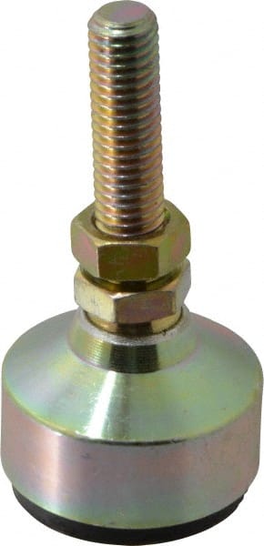 Gibraltar - 120 Lb Capacity, 1/2-13 Thread, 3-3/4" OAL, Zinc Stud, Studded Socket Mount Leveling Mount - 2" Stud Length, 1-7/8" Base Diam, Zinc Pad, 3/4" Hex - Exact Tooling