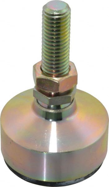 Gibraltar - 440 Lb Capacity, 5/8-11 Thread, 3-7/8" OAL, Zinc Stud, Studded Socket Mount Leveling Mount - 2" Stud Length, 2-1/2" Base Diam, Zinc Pad, 7/8" Hex - Exact Tooling