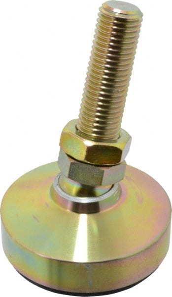 Gibraltar - 1180 Lb Capacity, 1-8 Thread, 6" OAL, Zinc Stud, Studded Socket Mount Leveling Mount - 3-1/2" Stud Length, 4" Base Diam, Zinc Pad, 1-3/8" Hex - Exact Tooling