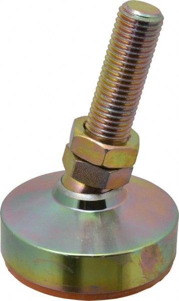 Gibraltar - 11800 Lb Capacity, 1-8 Thread, 6" OAL, Zinc Stud, Studded Socket Mount Leveling Mount - 3-1/2" Stud Length, 4" Base Diam, Zinc Pad, 1-3/8" Hex - Exact Tooling
