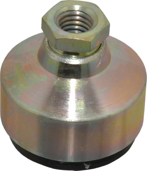 Gibraltar - 120 Lb Capacity, 1/2-13 Thread, 1-3/4" OAL, Zinc Stud, Tapped Socket Mount Leveling Pad - 1-7/8" Base Diam, Zinc Pad, 3/4" Hex - Exact Tooling