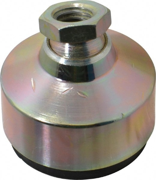 Gibraltar - 240 Lb Capacity, 1/2-13 Thread, 1-3/4" OAL, Zinc Stud, Tapped Socket Mount Leveling Pad - 1-7/8" Base Diam, Zinc Pad, 3/4" Hex - Exact Tooling