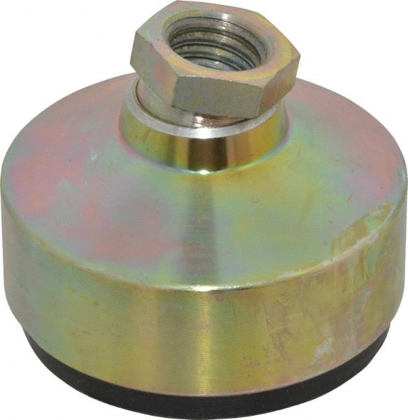 Gibraltar - 440 Lb Capacity, 5/8-11 Thread, 1-7/8" OAL, Zinc Stud, Tapped Socket Mount Leveling Pad - 2-1/2" Base Diam, Zinc Pad, 7/8" Hex - Exact Tooling