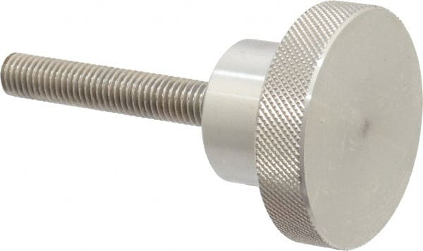 Gibraltar - 2-1/2" Head, Knurled Knob - Threaded Stem, Stainless Steel - Exact Tooling