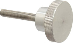 Gibraltar - 2-1/2" Head, Knurled Knob - Threaded Stem, Stainless Steel - Exact Tooling