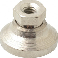Gibraltar - 1000 Lb Capacity, 1/4-20 Thread, 45/64" OAL, Steel Stud, Tapped Pivotal Socket Mount Leveling Mount - 1" Base Diam, Steel Pad, 1/2" Hex - Exact Tooling