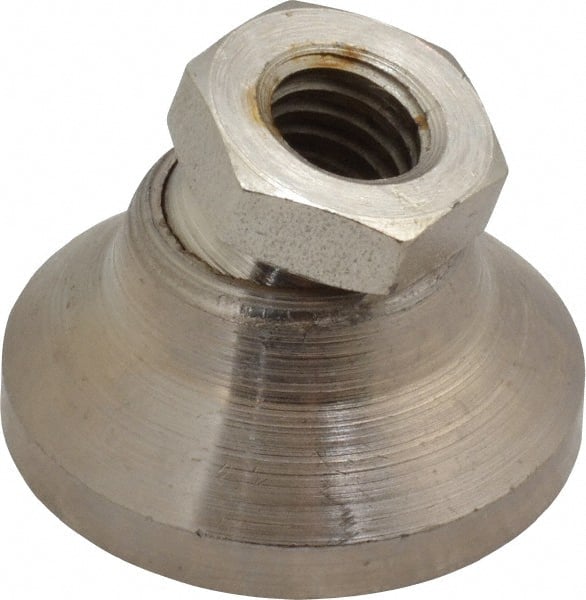 Gibraltar - 3750 Lb Capacity, 3/8-16 Thread, 7/8" OAL, Steel Stud, Tapped Pivotal Socket Mount Leveling Mount - 1-1/4" Base Diam, Steel Pad, 5/8" Hex - Exact Tooling