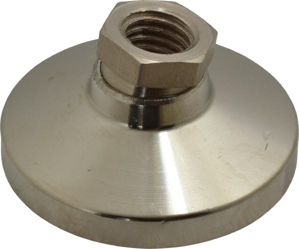 Gibraltar - 6000 Lb Capacity, 5/8-11 Thread, 1-1/4" OAL, Steel Stud, Tapped Pivotal Socket Mount Leveling Mount - 2-1/2" Base Diam, Steel Pad, 7/8" Hex - Exact Tooling