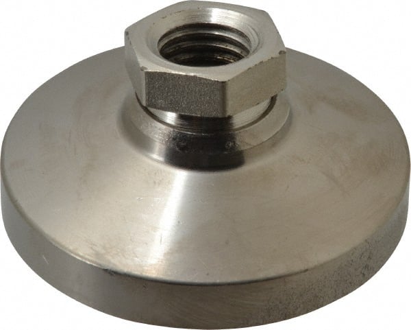Gibraltar - 7400 Lb Capacity, 3/4-10 Thread, 1-1/2" OAL, Steel Stud, Tapped Pivotal Socket Mount Leveling Mount - 3" Base Diam, Steel Pad, 1-1/16" Hex - Exact Tooling