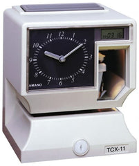 Amano - 110 VAC, Dial,Digital Plastic Manual and Automatic Time Clock and Recorder - 6-3/4 Inch Wide x 6-1/4 Inch Deep x 8-1/4 Inch High, White, UL and CUL Listed - Exact Tooling