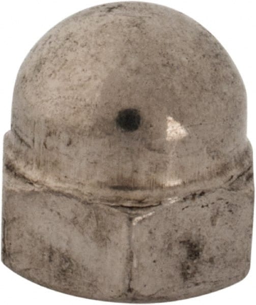 Value Collection - 1/4-28" UNF, 7/16" Width Across Flats, Uncoated, Stainless Steel Acorn Nut - 15/32" Overall Height, Grade 18-8 - Exact Tooling