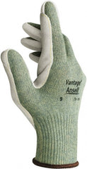 Ansell - Size M (8), ANSI Cut Lvl 4, Abrasion Lvl 5, Leather Cut Resistant Gloves - Kevlar/Poly/Cotton Lining, Knit Wrist, Gray, Paired - Exact Tooling