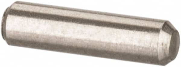 Value Collection - 1/16" Diam x 1/4" Pin Length 316 Stainless Steel Standard Dowel Pin - Bright Finish, 2 Beveled End - Exact Tooling