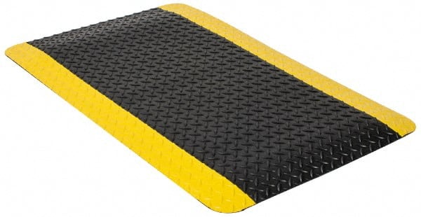 PRO-SAFE - 55' Long x 2' Wide, Dry Environment, Anti-Fatigue Matting - Black & Yellow, Vinyl with Vinyl Sponge Base, Beveled on 4 Sides - Exact Tooling