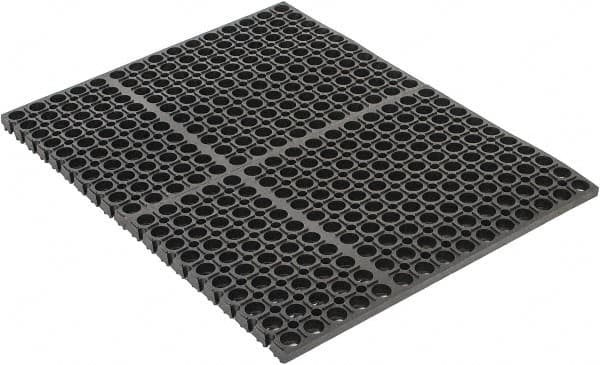 PRO-SAFE - 2' Long, Dry/Wet Environment, Anti-Fatigue Matting - Black, SBR Rubber with Rubber Base - Exact Tooling