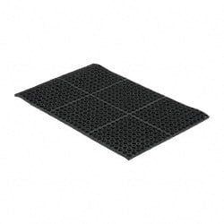 PRO-SAFE - 3' Long x 2' Wide, Dry/Wet Environment, Anti-Fatigue Matting - Black, SBR Rubber with Rubber Base - Exact Tooling