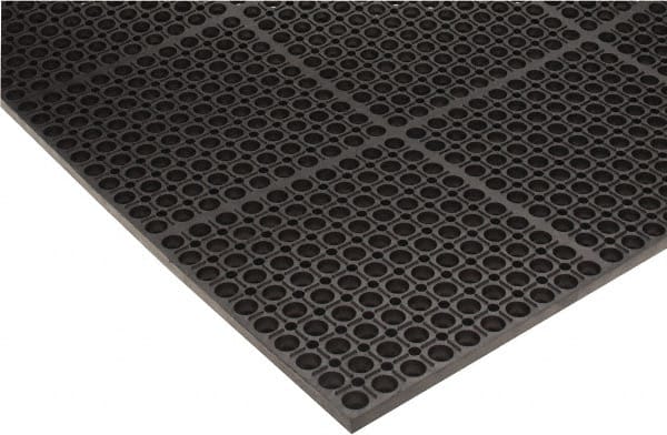 PRO-SAFE - 5' Long x 3' Wide, Dry/Wet Environment, Anti-Fatigue Matting - Black, SBR Rubber with Rubber Base - Exact Tooling