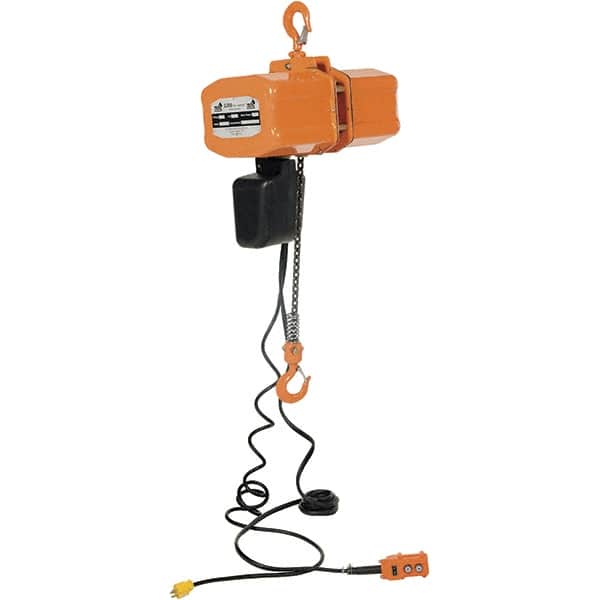 Vestil - 1 Ton Capacity, 17 FPM Lift Speed, 110 Volt, Electric Chain Hoist - 1.6 Output hp, 15' Max Lift - Exact Tooling
