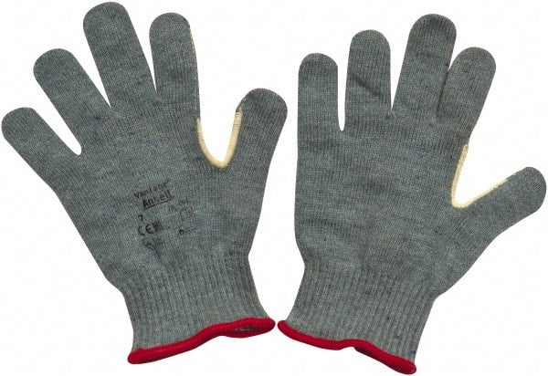 Ansell - Size S (7), ANSI Cut Lvl 4, Abrasion Lvl 2, Kevlar/Polycotton Cut Resistant Gloves - Kevlar/Poly/Cotton Lining, Knit Wrist, Gray, Paired - Exact Tooling