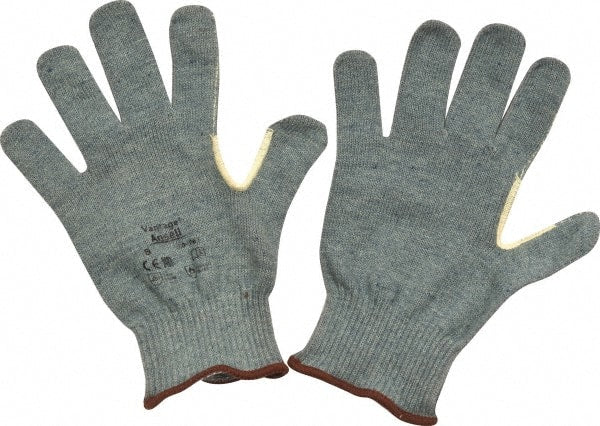 Ansell - Size L (9), ANSI Cut Lvl 4, Abrasion Lvl 2, Kevlar/Polycotton Cut Resistant Gloves - Kevlar/Poly/Cotton Lining, Knit Wrist, Gray, Paired - Exact Tooling