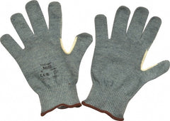 Ansell - Size L (9), ANSI Cut Lvl 4, Abrasion Lvl 2, Kevlar/Polycotton Cut Resistant Gloves - Kevlar/Poly/Cotton Lining, Knit Wrist, Gray, Paired - Exact Tooling