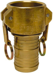EVER-TITE Coupling Products - 2-1/2" Brass Cam & Groove Suction & Discharge Hose Female Coupler Hose Shank - Part C, 250 Max psi - Exact Tooling