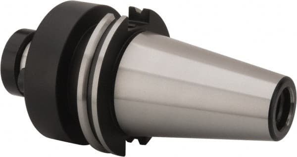 Parlec - CAT50 Taper Shank 1-1/2" Pilot Diam Shell Mill Holder - 2.4" Flange to Nose End Projection, 3-3/4" Nose Diam, 3/4-16 Lock Screw, Through-Spindle & DIN Flange Coolant - Exact Tooling