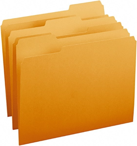 SMEAD - 8-1/2 x 11", Letter Size, Orange, File Folders with Top Tab - 11 Point Stock, Assorted Tab Cut Location - Exact Tooling