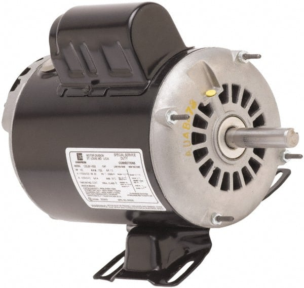 US Motors - 1-1/2 Max hp, 3,450 Max RPM, Single Cap Start Electric AC DC Motor - 115/208-230 V Input, Single Phase, 56H Frame, 5/8" Shaft Diam, Rigid Base Mount, ODP Enclosure - Exact Tooling