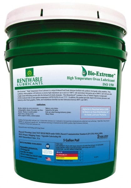 Renewable Lubricants - 5 Gal Pail Synthetic/Graphite Lubricant - White, -28°F to 2,000°F, Food Grade - Exact Tooling