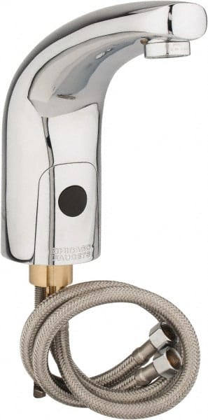 Chicago Faucets - Polished Chrome Plated Electronic Internal Temperature Control Mixer Sensor Faucet - Powered by 6 Volt Lithium CRP2 Battery (Included), Traditional Spout, 4 to 8" Mounting Centers - Exact Tooling