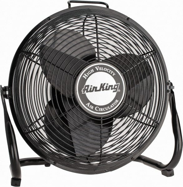 Air King - 14" Blade, 1/20 hp, 1,180, 1,470 & 1,650 CFM, Industrial Circulation Fan - Floor Stand, 120V Volts, 3 Speed - Exact Tooling
