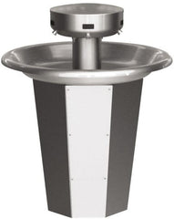 Bradley - Circular, Infrared Sensor, External Drain, 36" Diam, 5 Person Capacity, Stainless Steel, Wash Fountain - 0.5 GPM - Exact Tooling