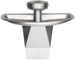 Bradley - Semi-Circular, Infrared Sensor, External Drain, 54" Diam, 4 Person Capacity, Stainless Steel, Wash Fountain - 0.5 GPM - Exact Tooling
