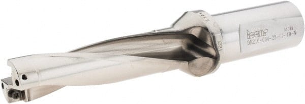 Iscar - 84mm Max Drill Depth, 4xD, 21mm Diam, Indexable Insert Drill - 2 Inserts, 25mm Shank Diam, Whistle Notch Shank - Exact Tooling