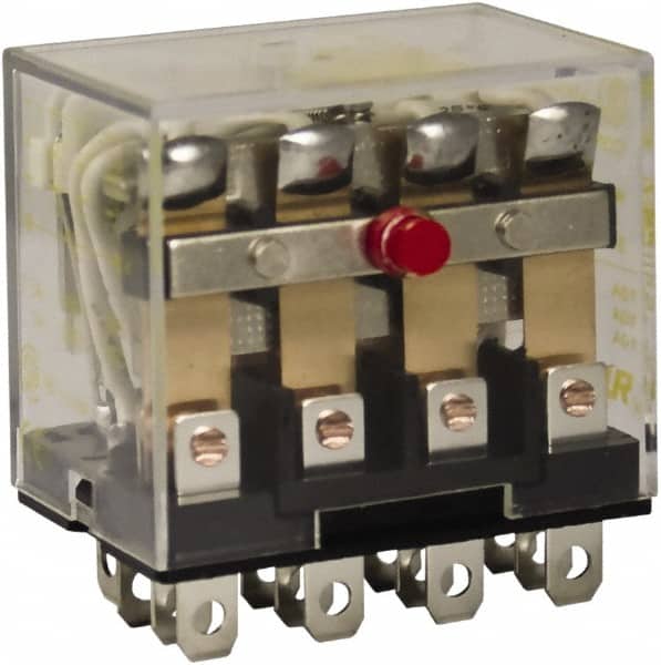 Square D - 1/2 hp at 120 Volt & 3/4 hp at 240 Volt, Electromechanical Plug-in General Purpose Relay - 10 Amp at 250 VAC, 4PDT, 120 VAC at 50/60 Hz - Exact Tooling