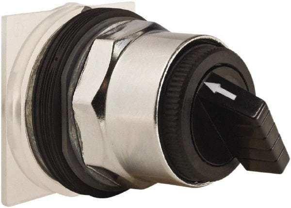Schneider Electric - 30mm Mount Hole, 2 Position, Knob and Pushbutton Operated, Selector Switch Only - Black, Maintained (MA), without Contact Blocks, Weatherproof and Dust and Oil Resistant - Exact Tooling