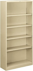 Hon - 5 Shelf, 71" High x 34-1/2" Wide Bookcase - 12-5/8" Deep, Steel, Putty - Exact Tooling