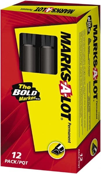 Marks-A-Lot - Brown, Green, Orange, Purple, Blue, Red, Black Permanent Marker - Chisel Tip, AP Nontoxic Ink - Exact Tooling