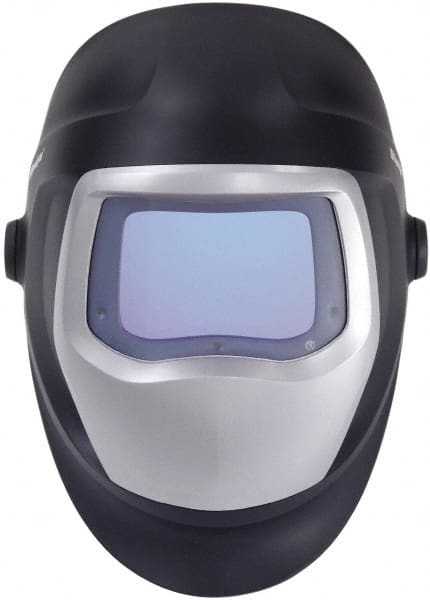 3M - 4-1/4" Window Width x 2-3/4" Window Height, 5, 8 to 13 Shade Auto-Darkening Lens, Fixed Front Welding Helmet - Black/Gray PPA Green Lens - Exact Tooling