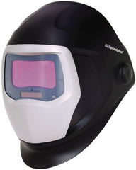 3M - 4-1/4" Window Width x 2-3/32" Window Height, 5, 8 to 13 Shade Auto-Darkening Lens, Fixed Front Welding Helmet - Black/Gray PPA Green Lens - Exact Tooling