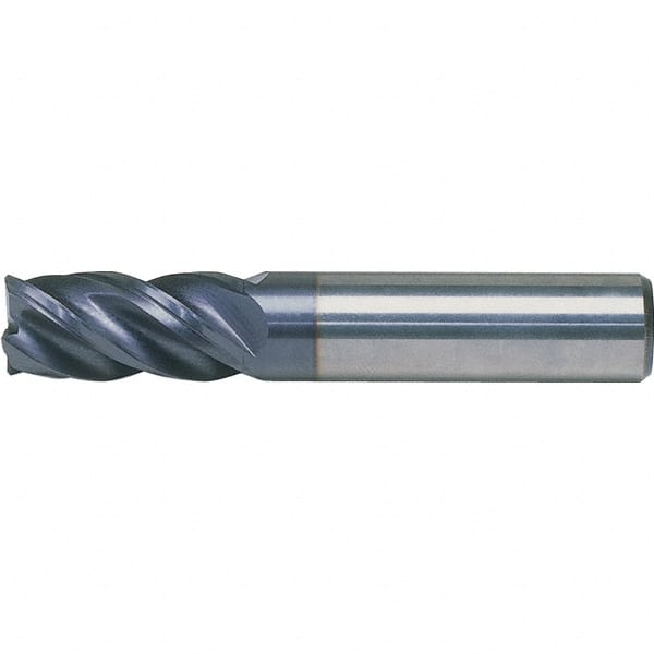 Kennametal - 1/2", 4 Flute, Single End, Solid Carbide, Corner Chamfer End Mill - 4" OAL, 38° Helix, Right Hand Flute, 1-5/8" LOC, Right Hand Cut - Exact Tooling