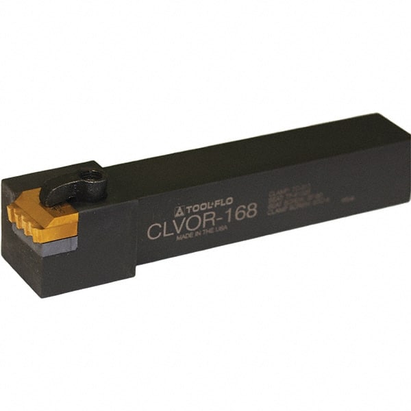 Tool-Flo - External Thread, Right Hand Cut, 1" Shank Width x 1" Shank Height Indexable Threading Toolholder - 8" OAL, 3 TOOTH Buttress Insert Compatibility, CLVO Toolholder - Exact Tooling