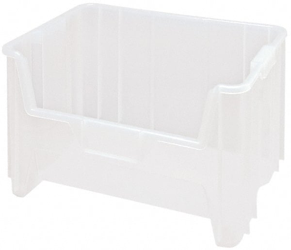 Quantum Storage - 15-1/4" Deep, Clear Polypropylene Hopper Stacking Bin - 12-7/16" High x 19-7/8" Wide x 15-1/4" Long - Exact Tooling