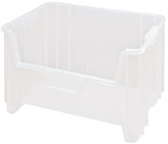 Quantum Storage - 15-1/4" Deep, Clear Polypropylene Hopper Stacking Bin - 12-7/16" High x 19-7/8" Wide x 15-1/4" Long - Exact Tooling