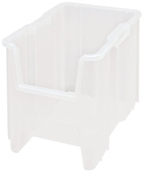 Quantum Storage - 17-1/2" Deep, Clear Polypropylene Hopper Stacking Bin - 12-1/2" High x 10-7/8" Wide x 17-1/2" Long - Exact Tooling