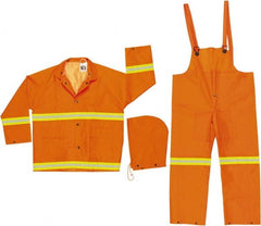 MCR Safety - Size 5XL, Orange, Rain Three Piece Suit - Detachable Hood, Take Up Snaps Ankle, Take Up Snaps Wrist - Exact Tooling