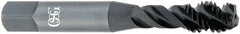 OSG - M12x1.75 3 Flute 6H Modified Bottoming Spiral Flute Tap - Vanadium High Speed Steel, TiCN Finish, 3-3/8" OAL, Right Hand Flute, Right Hand Thread, D6, Series 299 - Exact Tooling