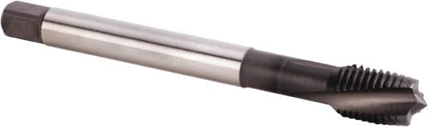 Kennametal - M8x1.00 Metric Fine 3 Flute 6HX Plug Spiral Flute Tap - Powdered Metal, TiN/CrC/C Finish, 90mm OAL, Left Hand Flute, Right Hand Thread, Series T620 - Exact Tooling