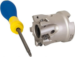 Iscar - 5 Inserts, 1-1/2" Cut Diam, 3/4" Arbor Diam, 0.315" Max Depth of Cut, Indexable Square-Shoulder Face Mill - 0/90° Lead Angle, 1.57" High, H490 AN.X 09 Insert Compatibility, Through Coolant, Series Helido - Exact Tooling